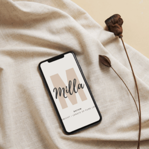 Dromerig geboortekaartje met luchtballon en zachte pastelkleuren – digitaal en personaliseerbaar